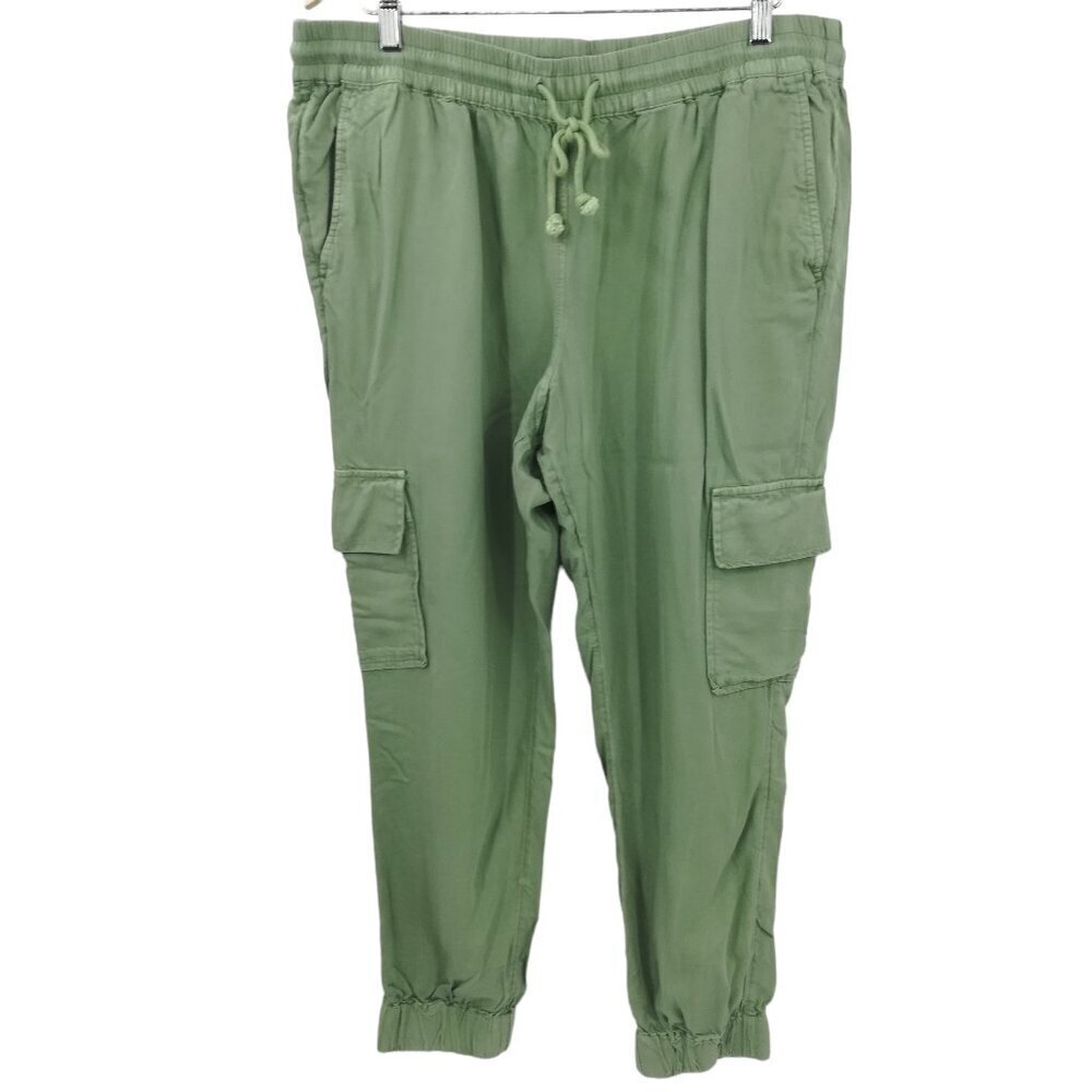 Elizabeth and James Pull on Green Cargo Jogger Pants Size XL Drawstring Pockets
